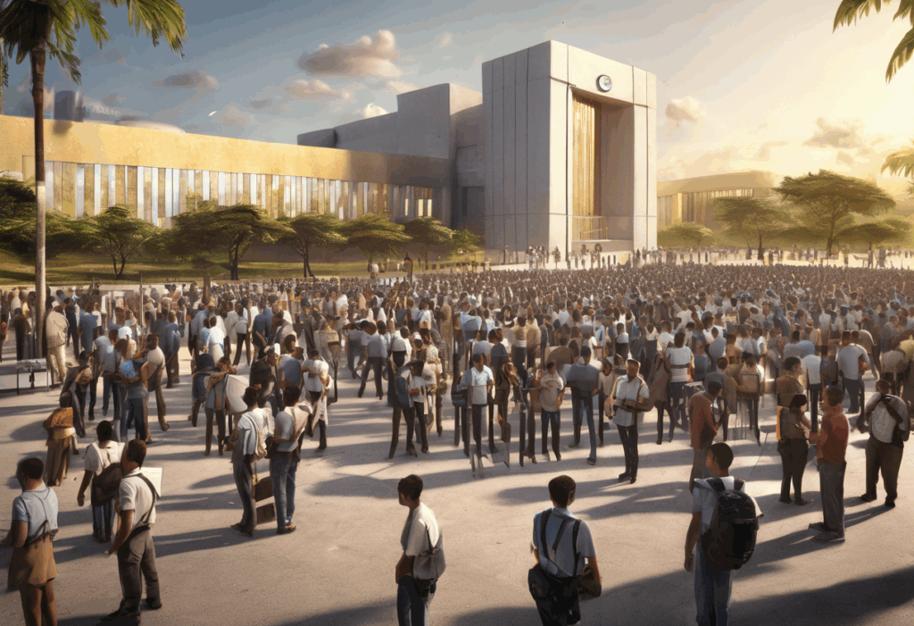 Pessoas fazendo provas em uma sala