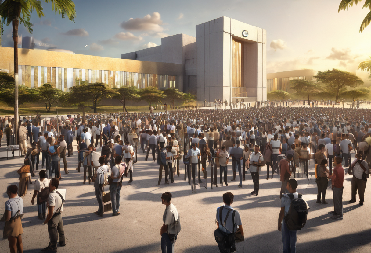 Pessoas fazendo provas em uma sala