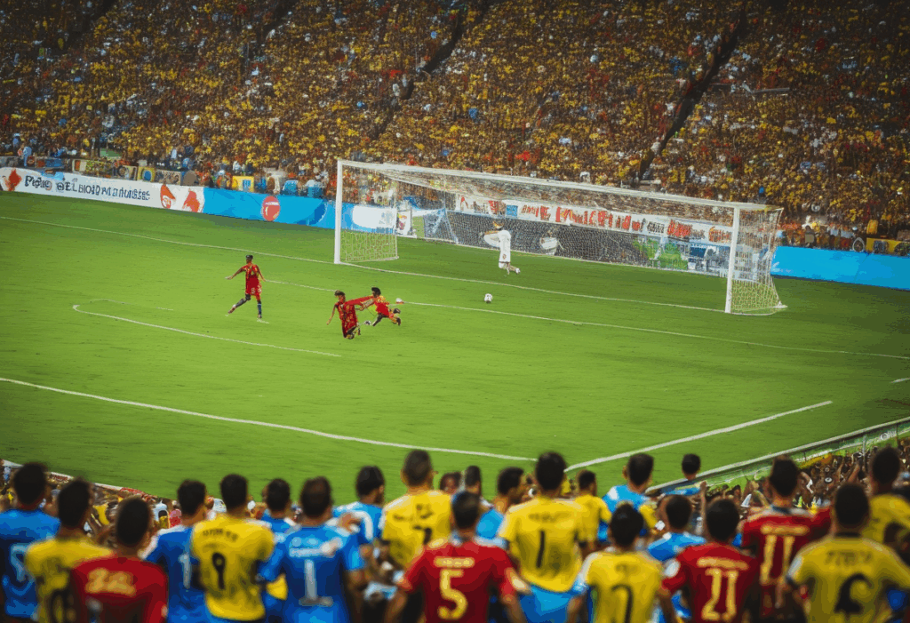 Jogador de futebol fazendo gol