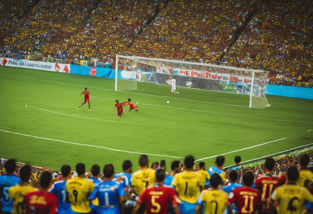 Jogador de futebol fazendo gol