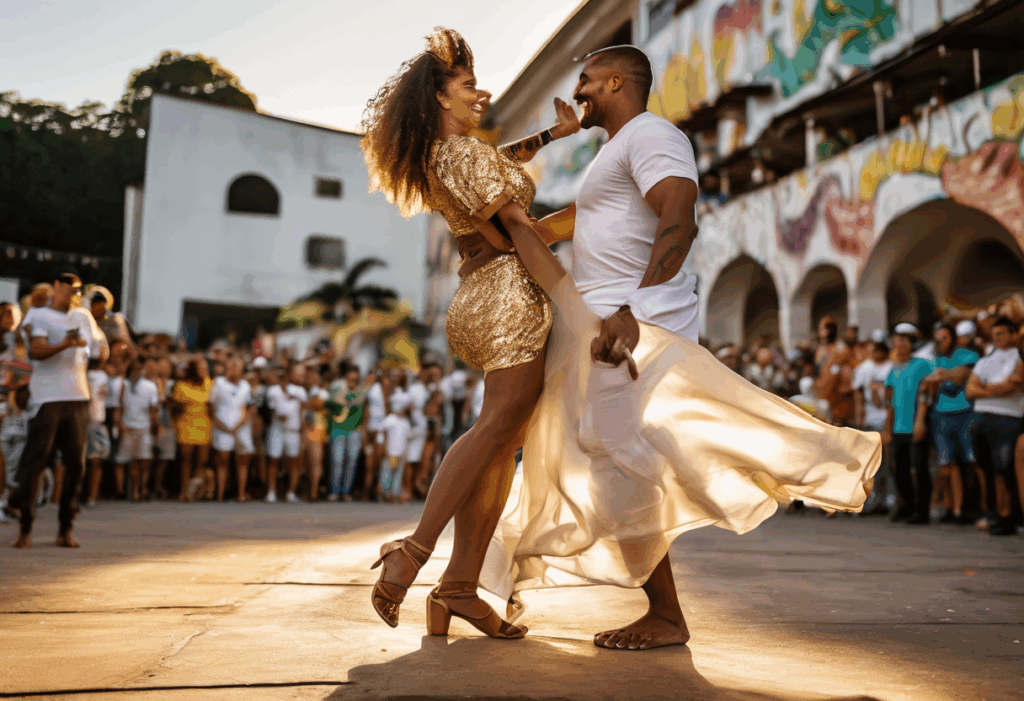 Virginia dança samba com os filhos