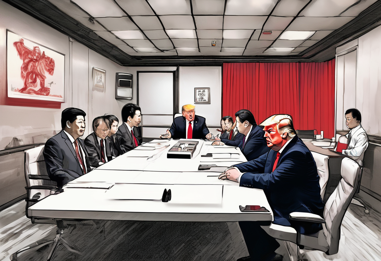 Bandeiras dos EUA e China lado a lado