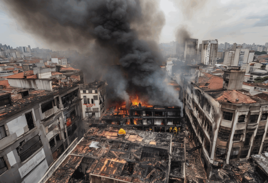 Loja em chamas na Lapa