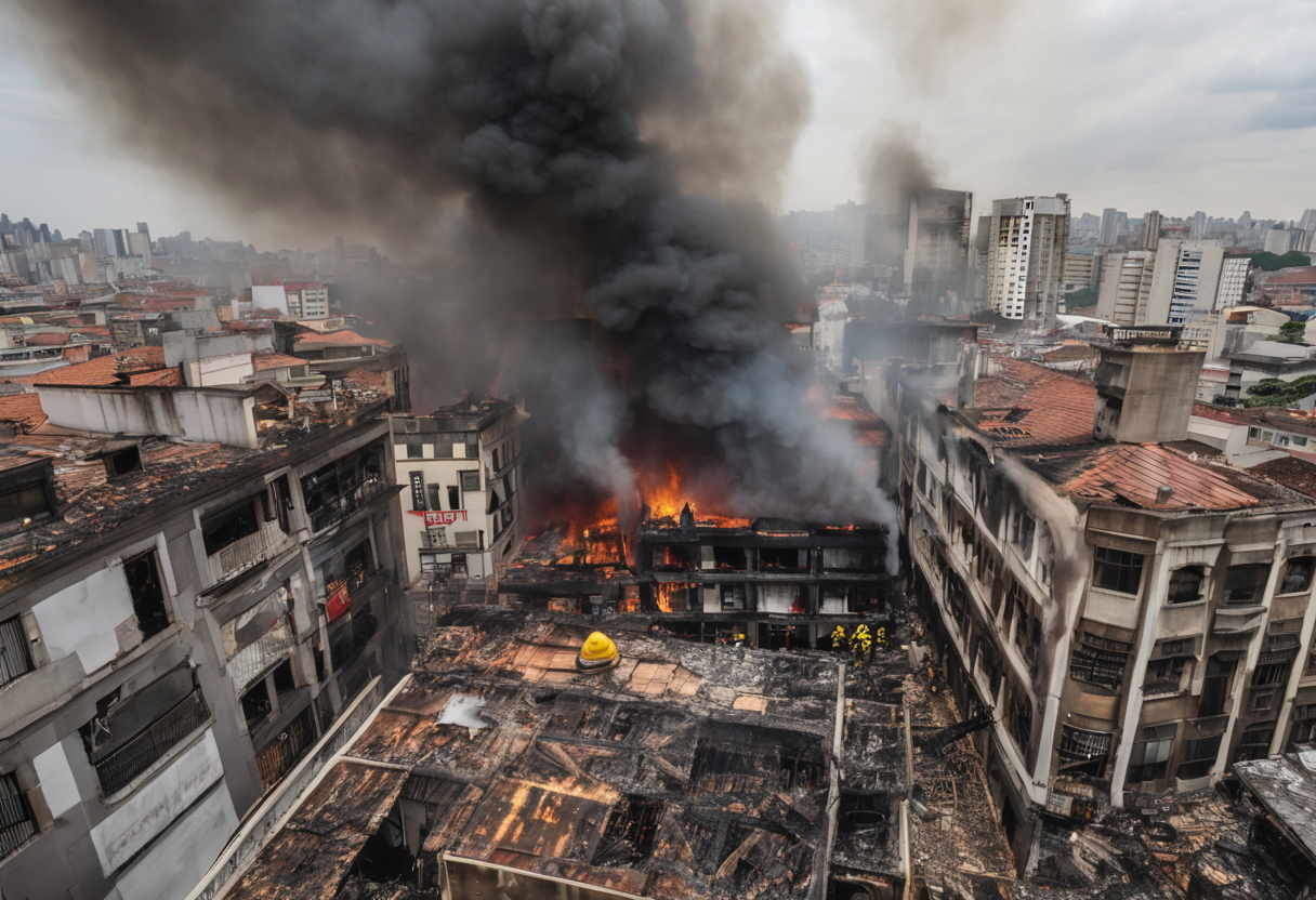 Loja em chamas na Lapa