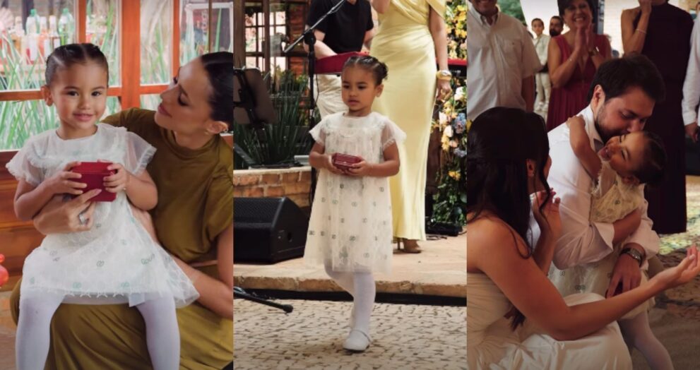 Menina sorrindo como daminha